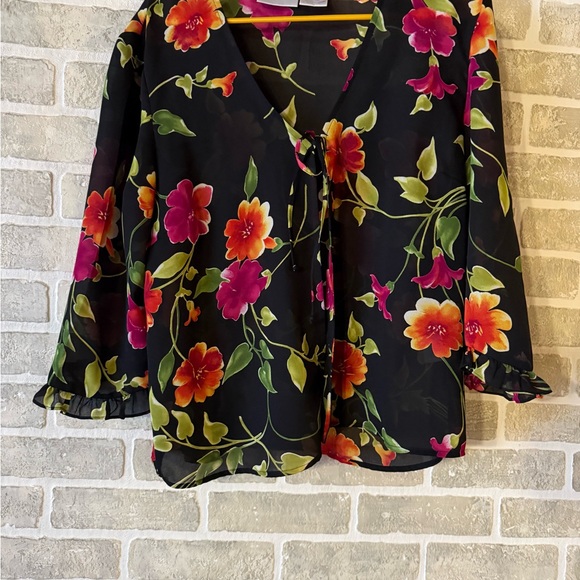 Worthington Floral Long Sleeve Dress Two Piece Set - Picture 7 of 12